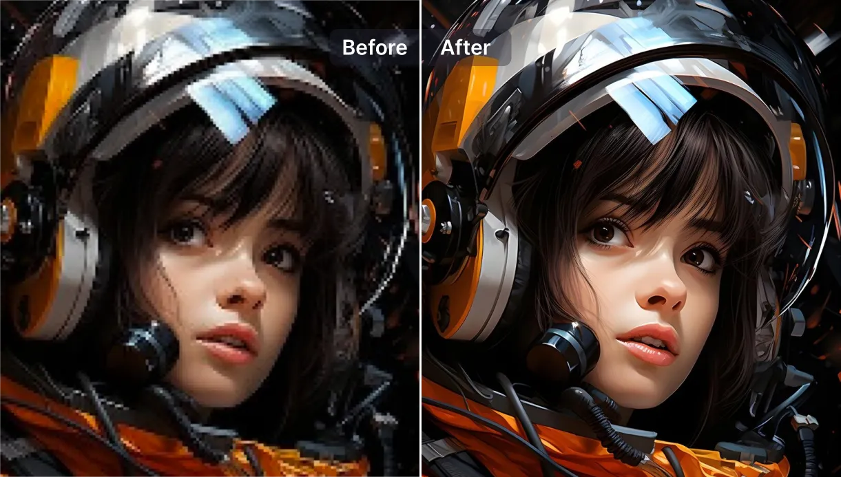 Upscale anime by AIPhotor AI art enhancer